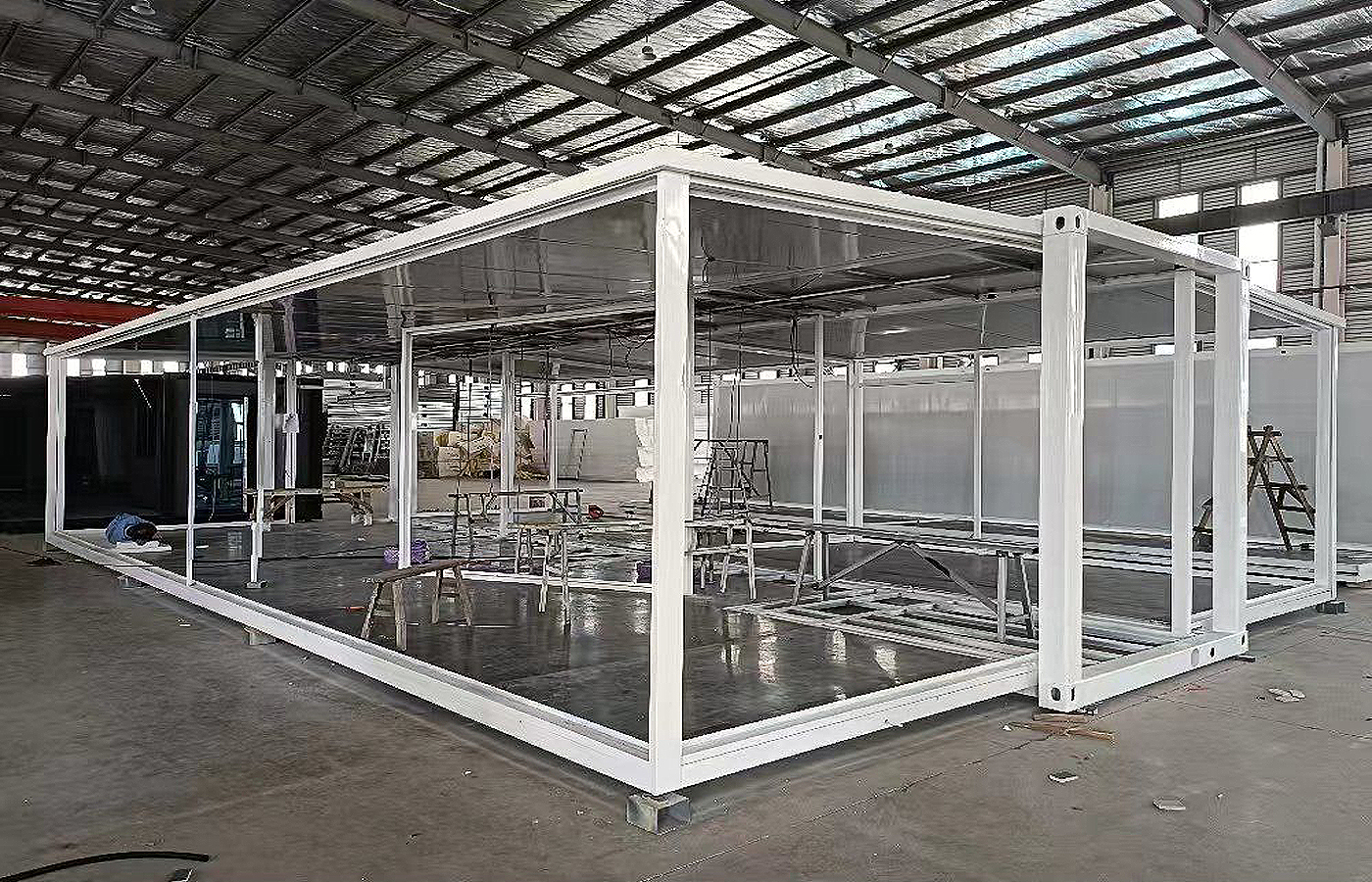 คอนเทนเนอร์แบบขยายได้ 30 ฟุตที่หรูหราสูง 40 ฟุตพร้อมแผ่นเป้าเสื้อกางเกงโลหะภายนอก คอนเทนเนอร์แบบขยายได้ 30 ฟุตที่หรูหราสูง 40 ฟุตพร้อมแผ่นเป้าเสื้อกางเกงโลหะภายนอก