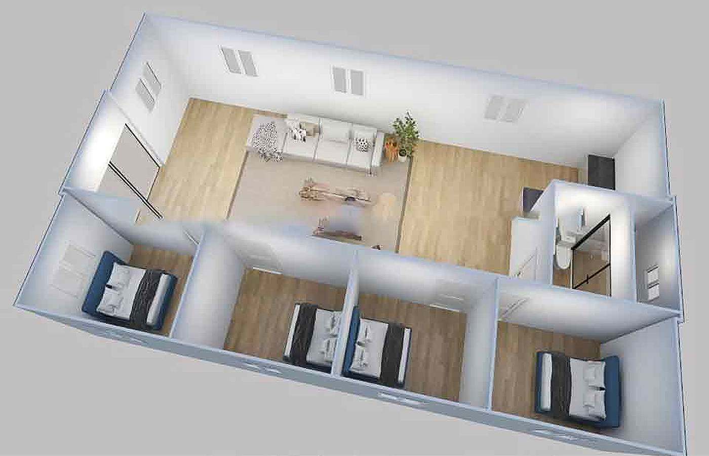 คอนเทนเนอร์แบบขยายได้ 30 ฟุตที่หรูหราสูง 40 ฟุตพร้อมแผ่นเป้าเสื้อกางเกงโลหะภายนอก คอนเทนเนอร์แบบขยายได้ 30 ฟุตที่หรูหราสูง 40 ฟุตพร้อมแผ่นเป้าเสื้อกางเกงโลหะภายนอก