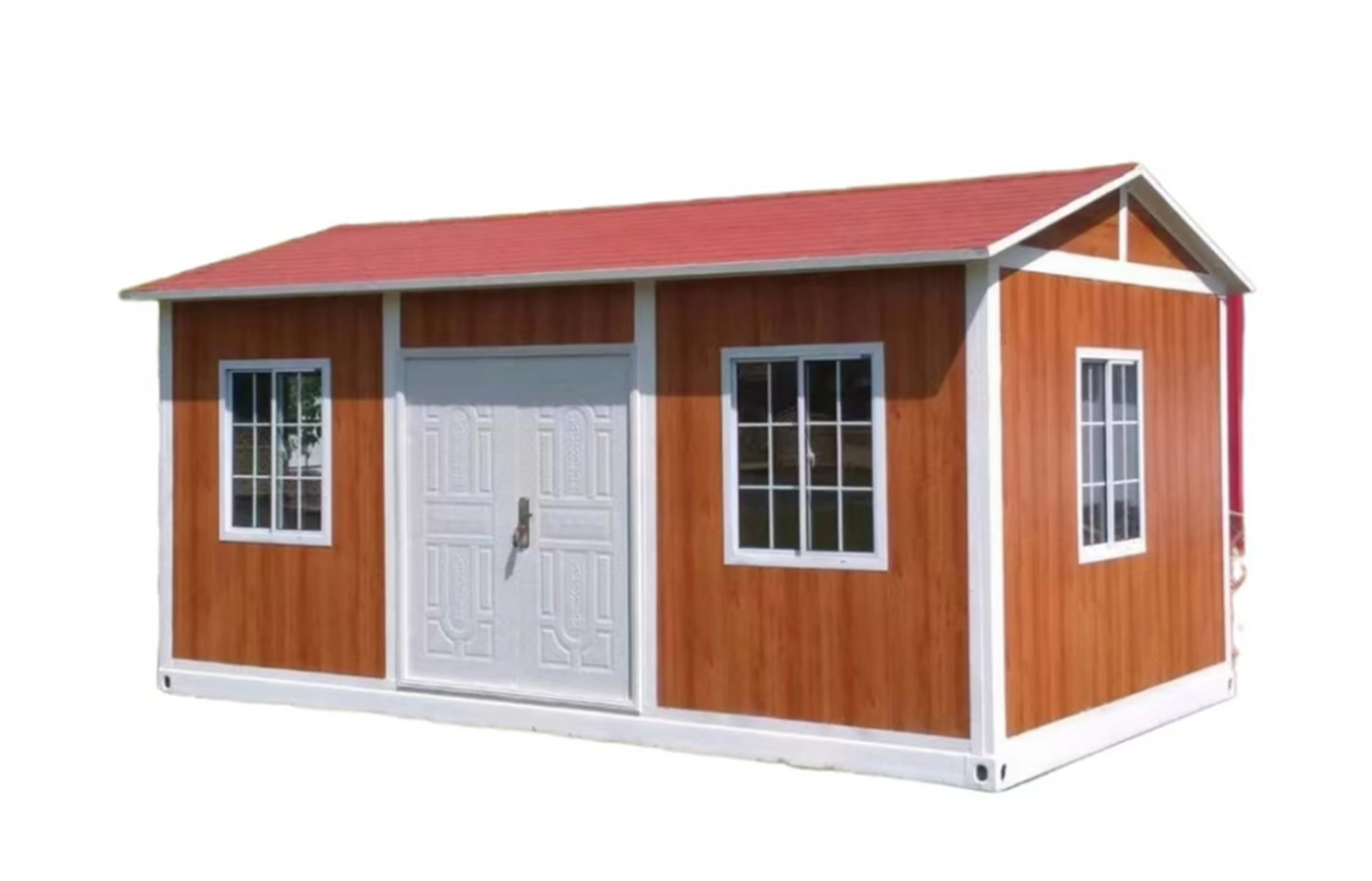 บ้านคอนเทนเนอร์คงที่ดีไซน์ทันสมัยขนาด 30 ฟุตที่อยู่อาศัยยอดนิยมพร้อมหลังคาแหลมและห้องน้ำ