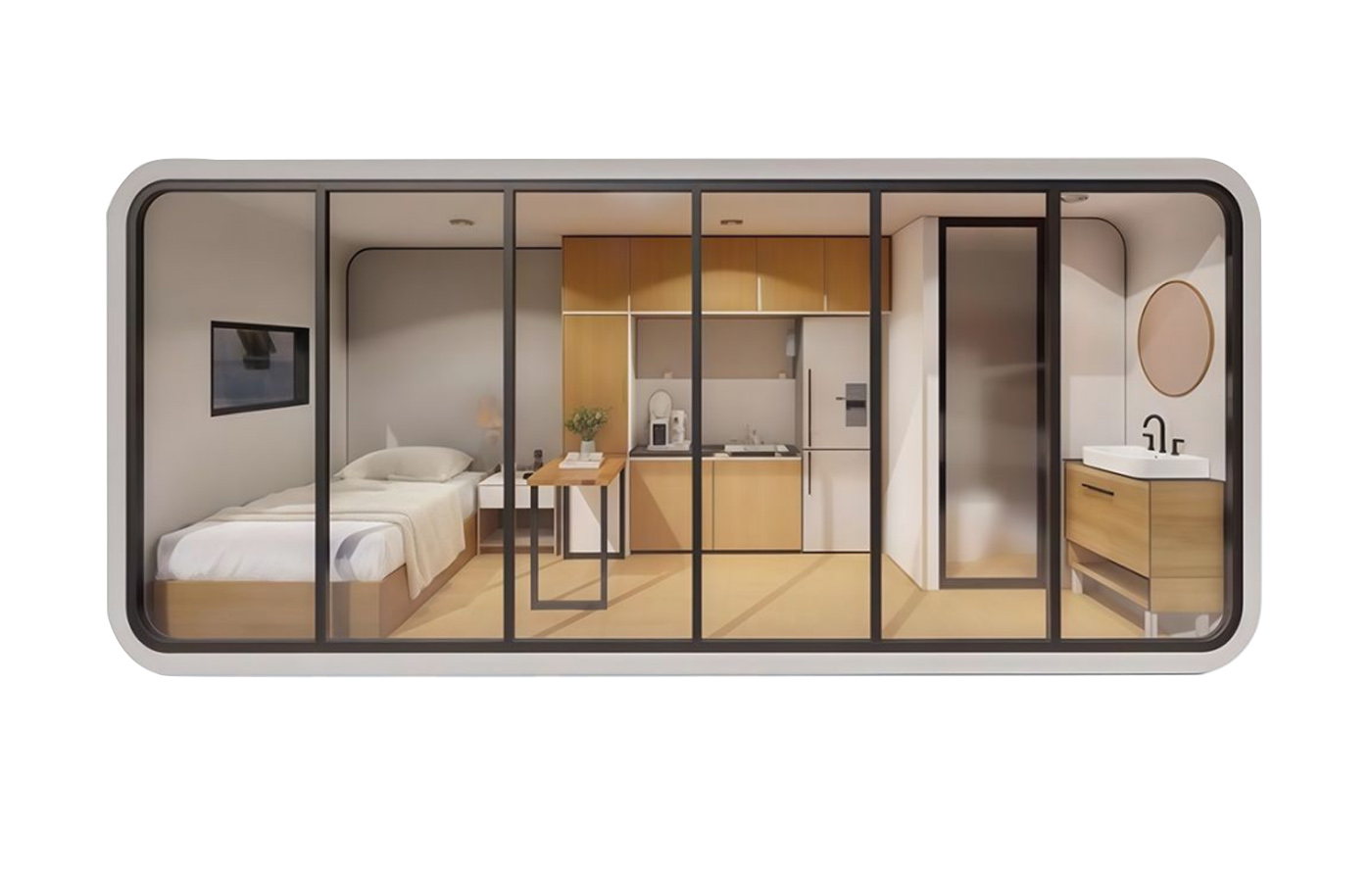 โรงแรมรีสอร์ทตากอากาศที่สวยงามขนาด 30 ฟุตปรับแต่งบ้านคอนเทนเนอร์ Apple Cabin ริมทะเล